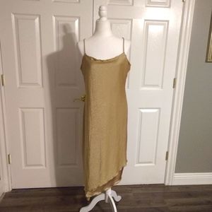 Gold Satin and Metallic Slip Dress